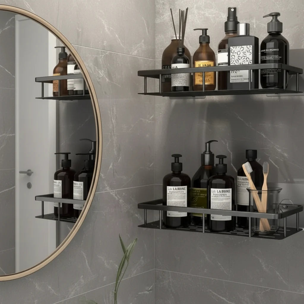 Bathroom Shelf Self-Adhesive No-Drill Mounting 11 lb Capacity