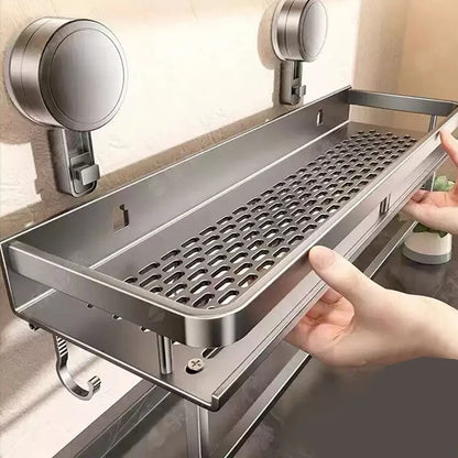 Bathroom Shelf Suction Mount Perforated Aluminum Towel Bar