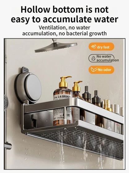 Bathroom Shelf Suction Mount Perforated Aluminum Towel Bar