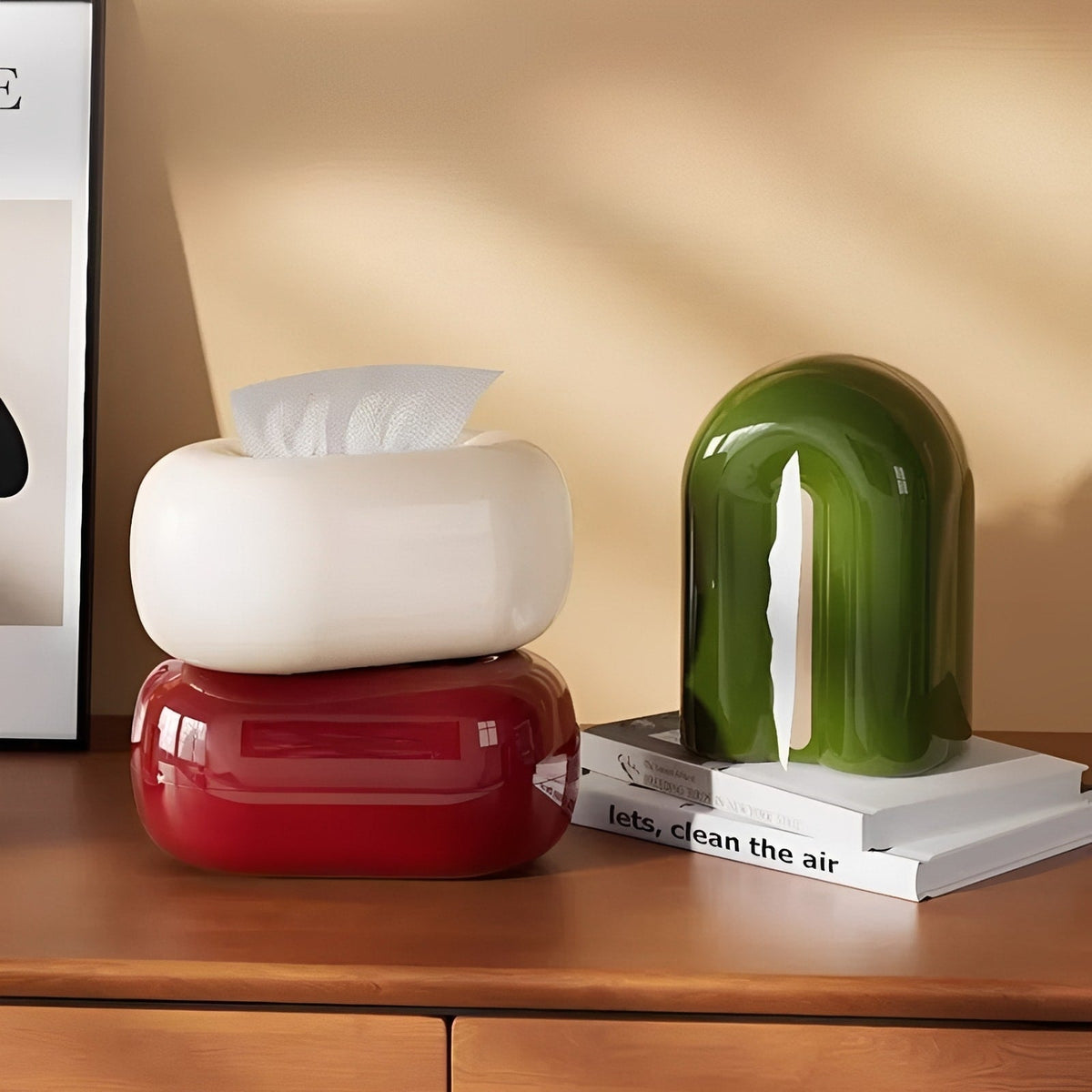 Bathroom Tissue Holder Ceramic Pebble Shape Seamless Dispensing