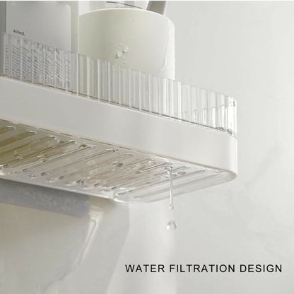 Bathroom Wall Shelf Drill-Free Mount Slotted Drain Raised Edges