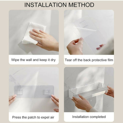 Bathroom Wall Shelf Drill-Free Mount Slotted Drain Raised Edges