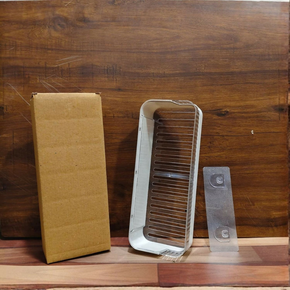 Bathroom Wall Shelf Drill-Free Mount Slotted Drain Raised Edges