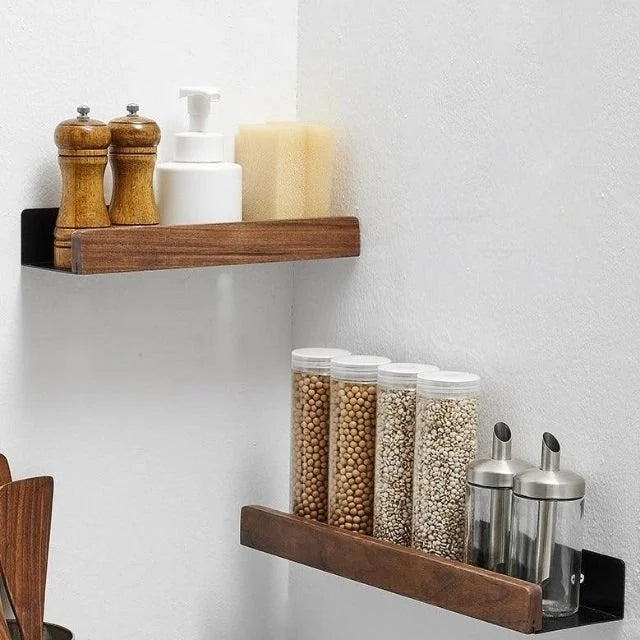 Bathroom Wall Shelf Wood-Look Self-Adhesive Moisture-Resistant