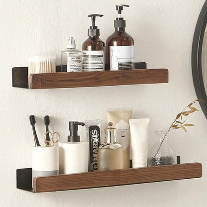 Bathroom Wall Shelf Wood-Look Self-Adhesive Moisture-Resistant