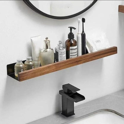 Bathroom Wall Shelf Wood-Look Self-Adhesive Moisture-Resistant