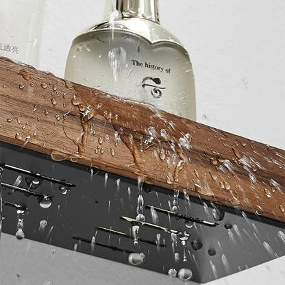 Bathroom Wall Shelf Wood-Look Self-Adhesive Moisture-Resistant