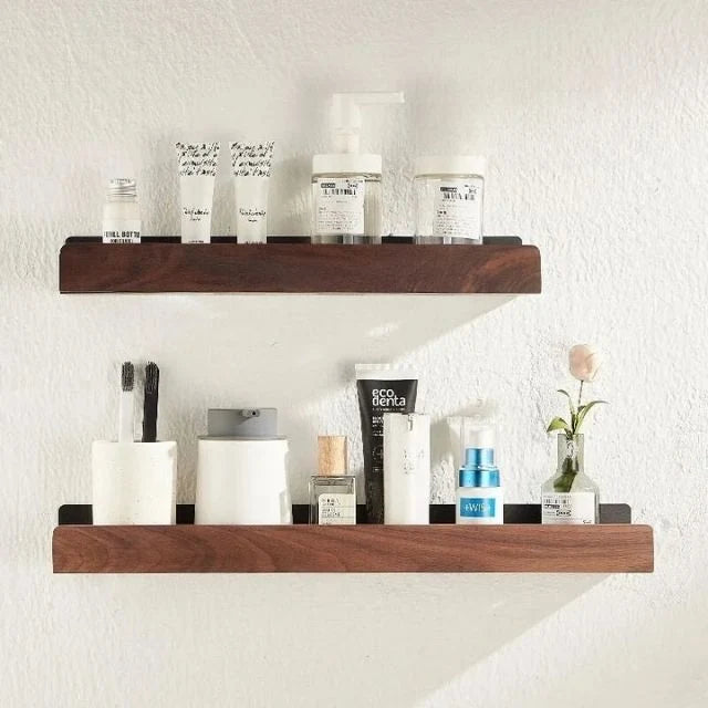 Bathroom Wall Shelf Wood-Look Self-Adhesive Moisture-Resistant