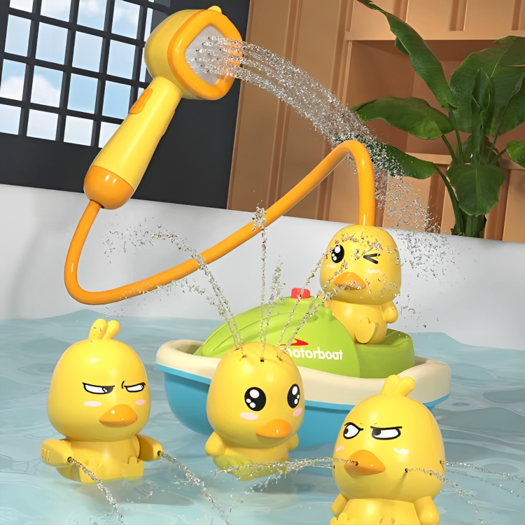 Bathtub Toy Battery-Powered Shower Head & Spraying Ducks