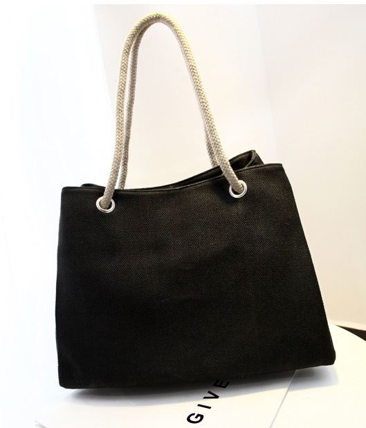 Beach Bag Canvas Rope Handles Spacious Main Compartment