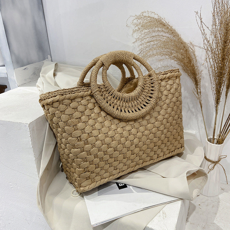 Beach Bag Woven Round Handles Sand & Saltwater Resistant