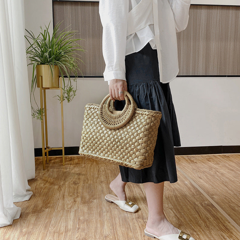 Beach Bag Woven Round Handles Sand & Saltwater Resistant