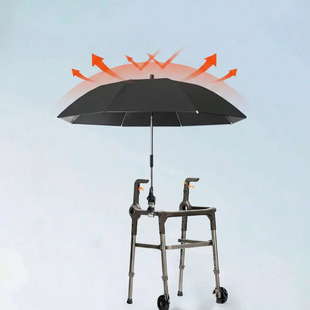 Beach Chair Umbrella 360° Swivel Clamp-On UV-Resistant Fabric