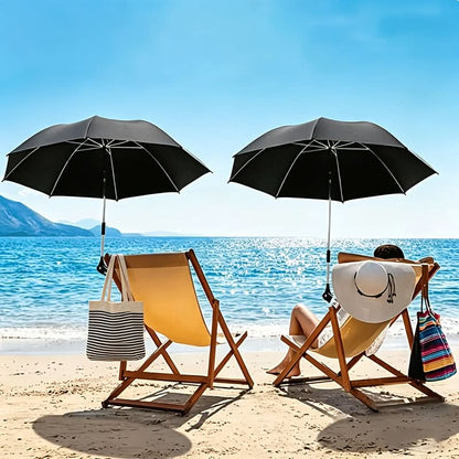 Beach Chair Umbrella 360° Swivel Clamp-On UV-Resistant Fabric