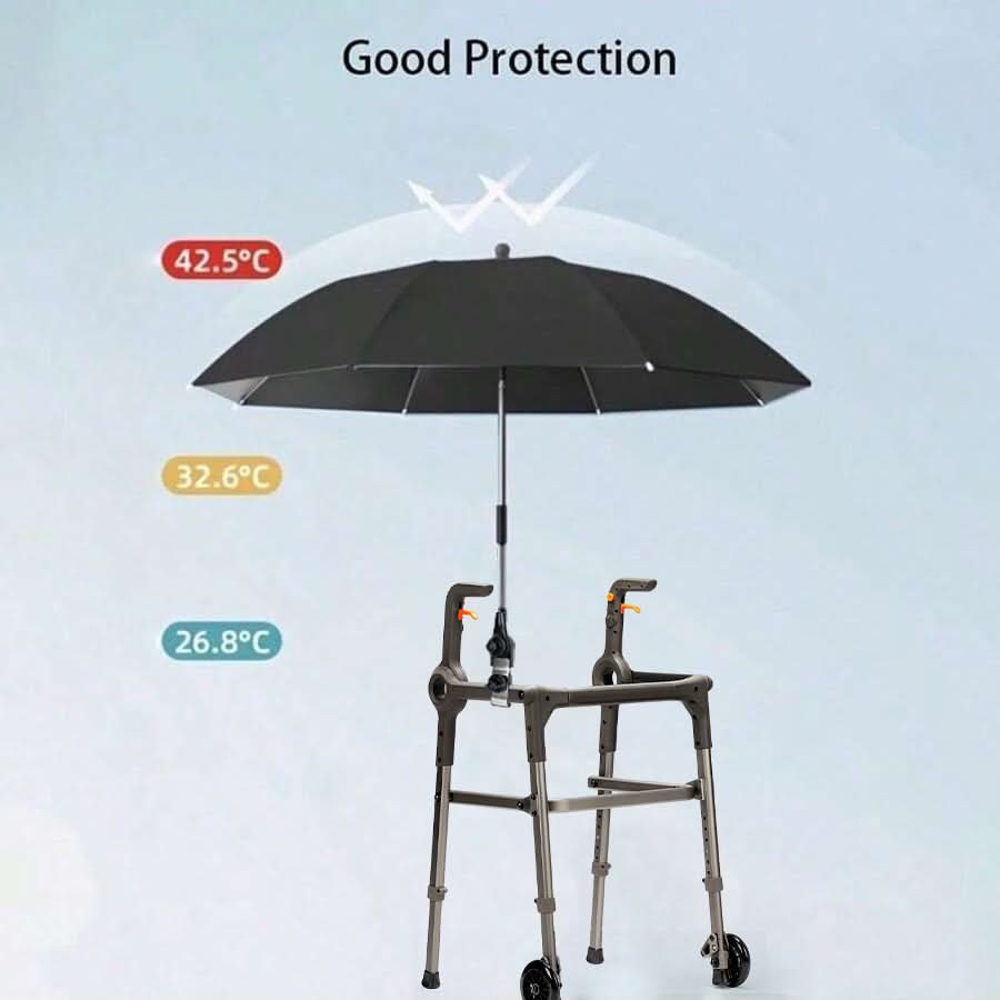 Beach Chair Umbrella 360° Swivel Clamp-On UV-Resistant Fabric