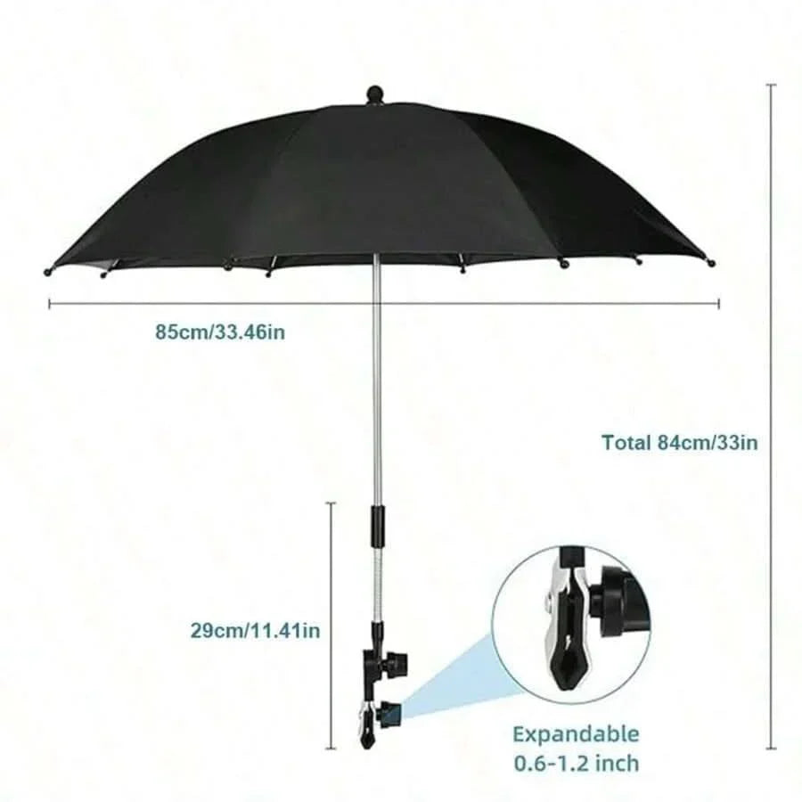 Beach Chair Umbrella 360° Swivel Clamp-On UV-Resistant Fabric