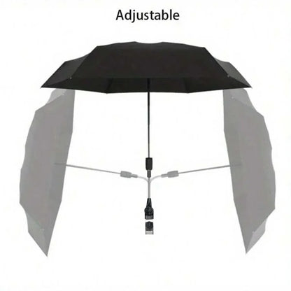 Beach Chair Umbrella 360° Swivel Clamp-On UV-Resistant Fabric