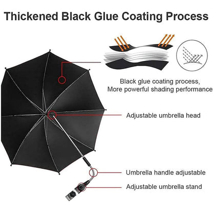 Beach Chair Umbrella 360° Swivel Clamp-On UV-Resistant Fabric