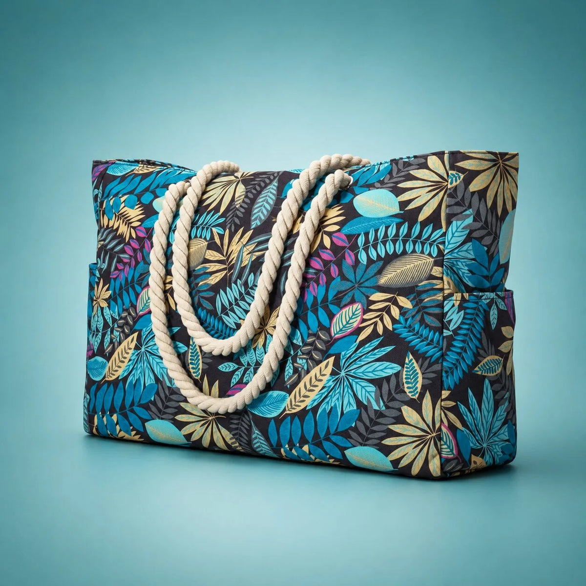 Beach Tote Bag Water-Resistant Zip Top & Multiple Pockets