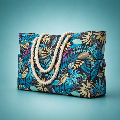 Beach Tote Bag Water-Resistant Zip Top & Multiple Pockets
