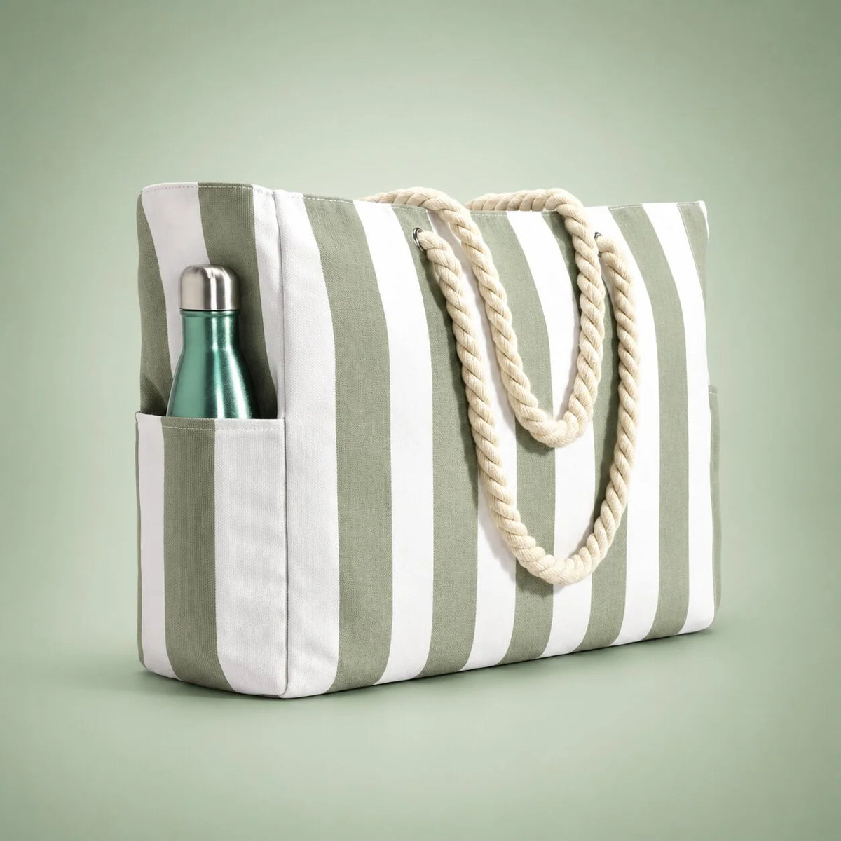 Beach Tote Bag Water-Resistant Zip Top & Multiple Pockets