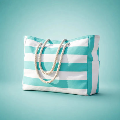 Beach Tote Bag Water-Resistant Zip Top & Multiple Pockets