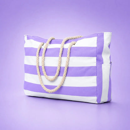 Beach Tote Bag Water-Resistant Zip Top & Multiple Pockets