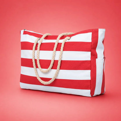 Beach Tote Bag Water-Resistant Zip Top & Multiple Pockets