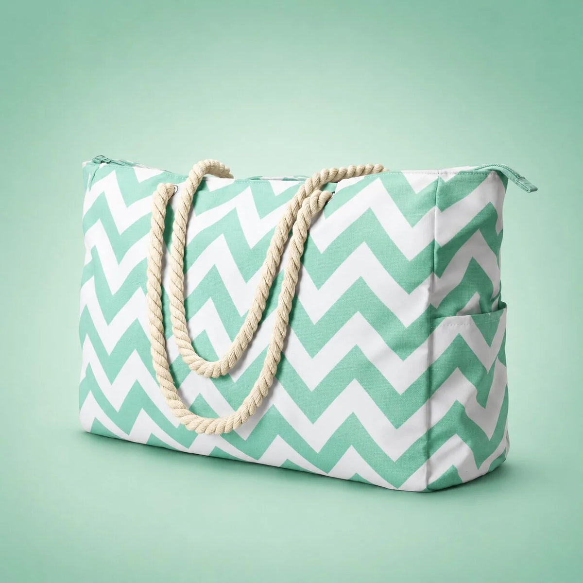 Beach Tote Bag Water-Resistant Zip Top & Multiple Pockets