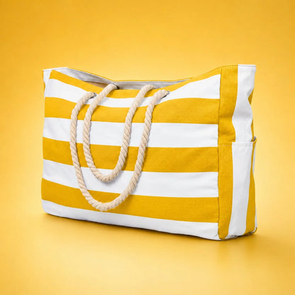 Beach Tote Bag Water-Resistant Zip Top & Multiple Pockets