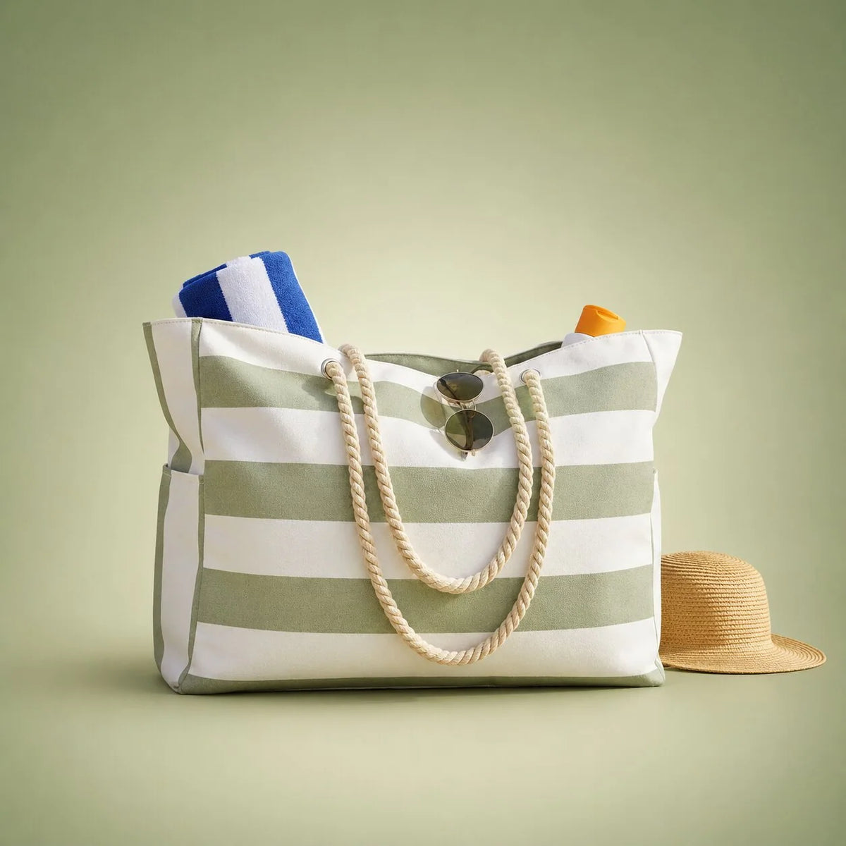Beach Tote Bag Water-Resistant Zip Top & Multiple Pockets