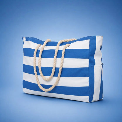 Beach Tote Bag Water-Resistant Zip Top & Multiple Pockets
