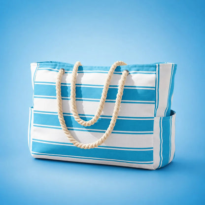 Beach Tote Bag Water-Resistant Zip Top & Multiple Pockets