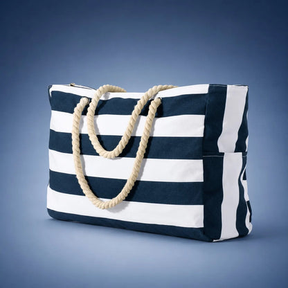Beach Tote Bag Water-Resistant Zip Top & Multiple Pockets