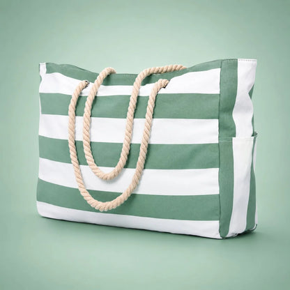 Beach Tote Bag Water-Resistant Zip Top & Multiple Pockets