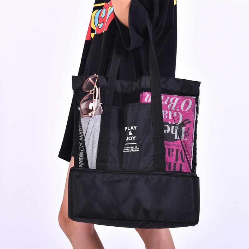 Beach Tote Insulated Cooler Nylon Mesh