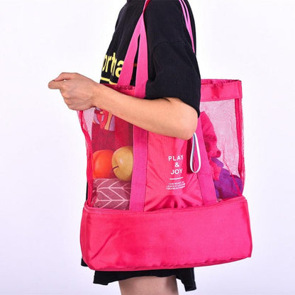 Beach Tote Insulated Cooler Nylon Mesh