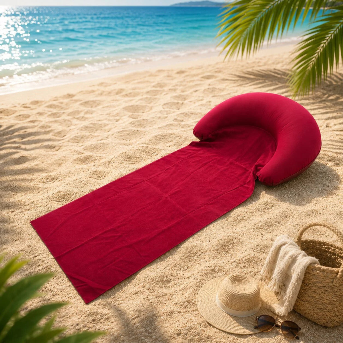 Beach Towel Inflatable Headrest Sand & Moisture-Resistant Foldable