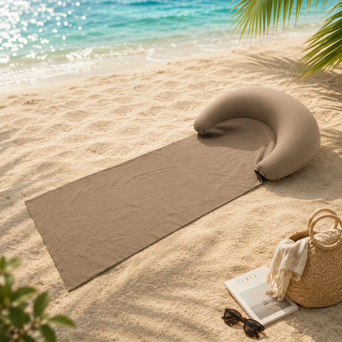 Beach Towel Inflatable Headrest Sand & Moisture-Resistant Foldable