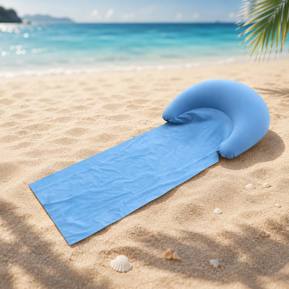 Beach Towel Inflatable Headrest Sand & Moisture-Resistant Foldable