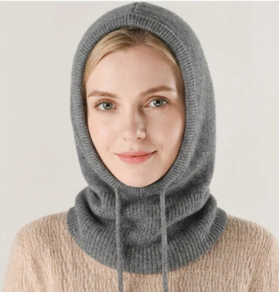 Beanie Cashmere Blend Knit Adjustable Drawstring Fit