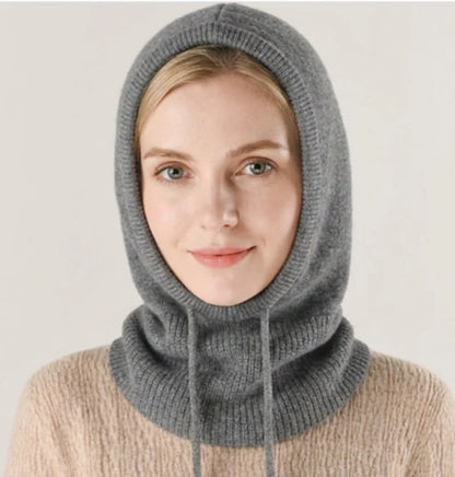 Beanie Cashmere Blend Knit Adjustable Drawstring Fit