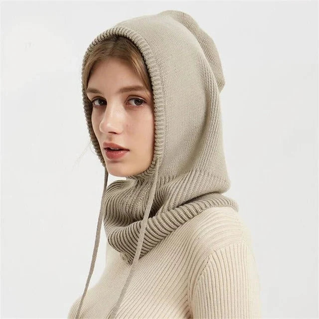 Beanie Cashmere Blend Knit Adjustable Drawstring Fit