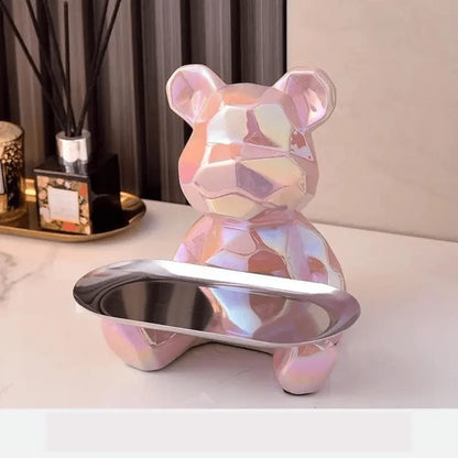 Bear Storage Organizer Ceramic Coin Bank & Metal Tray