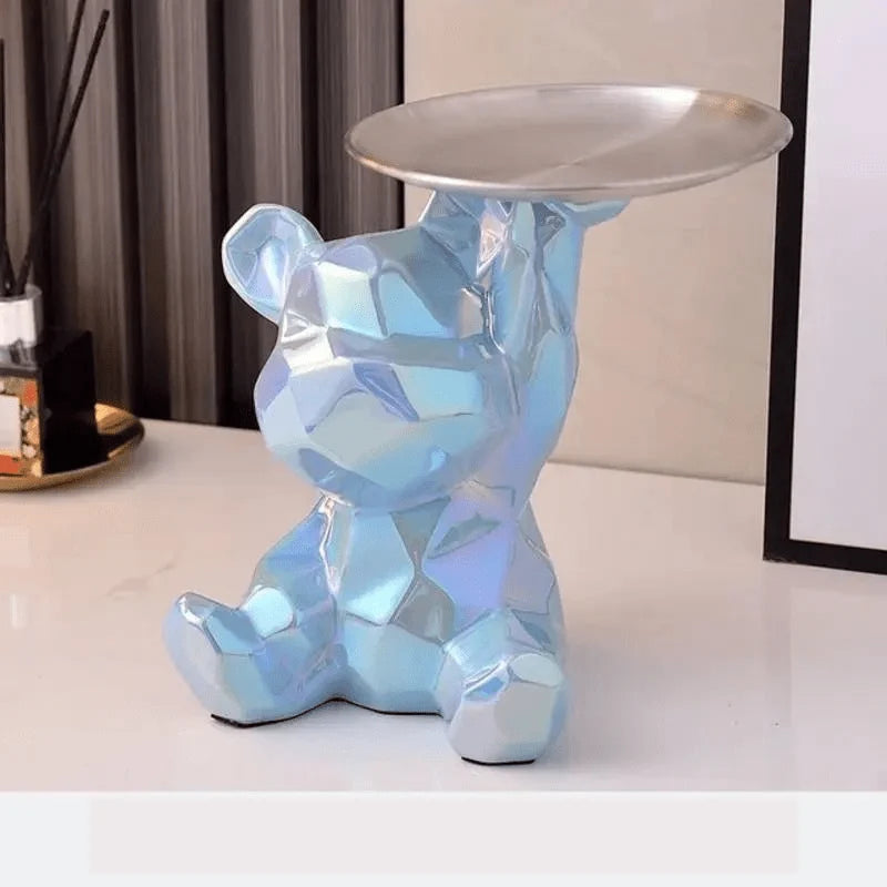 Bear Storage Organizer Ceramic Coin Bank & Metal Tray