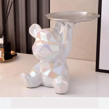 Bear Storage Organizer Ceramic Coin Bank & Metal Tray