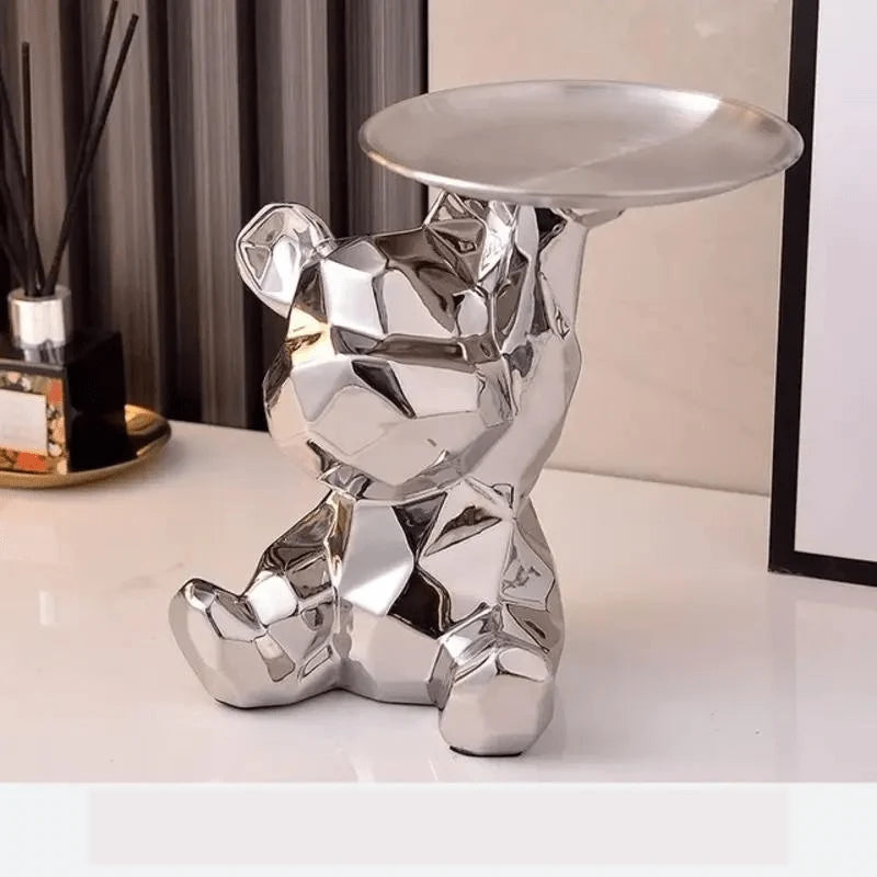 Bear Storage Organizer Ceramic Coin Bank & Metal Tray