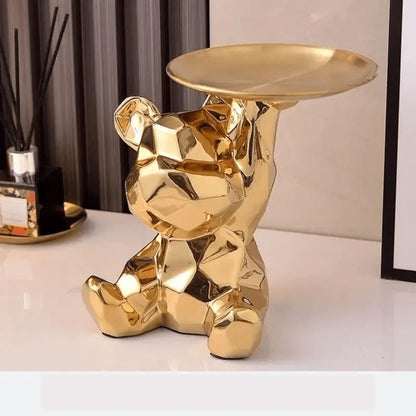 Bear Storage Organizer Ceramic Coin Bank & Metal Tray