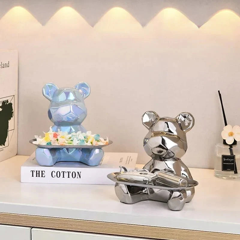 Bear Storage Organizer Ceramic Coin Bank & Metal Tray