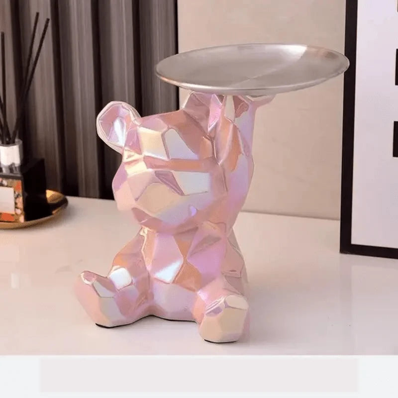 Bear Storage Organizer Ceramic Coin Bank & Metal Tray